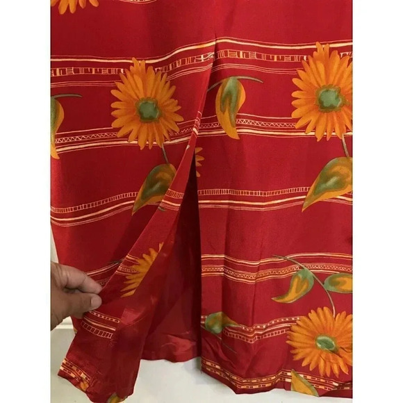 SPENSER JEREMY Womens 100% Silk Red Maxi Dress Button Up 2pc Set Daisy Sz 10 - Picture 5 of 12